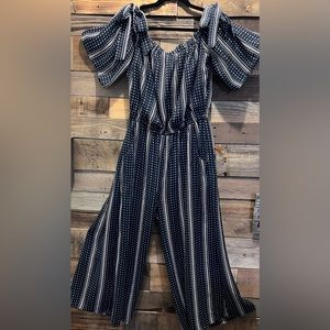 Romper Blue and white stripes and polka dots Women’s size 10